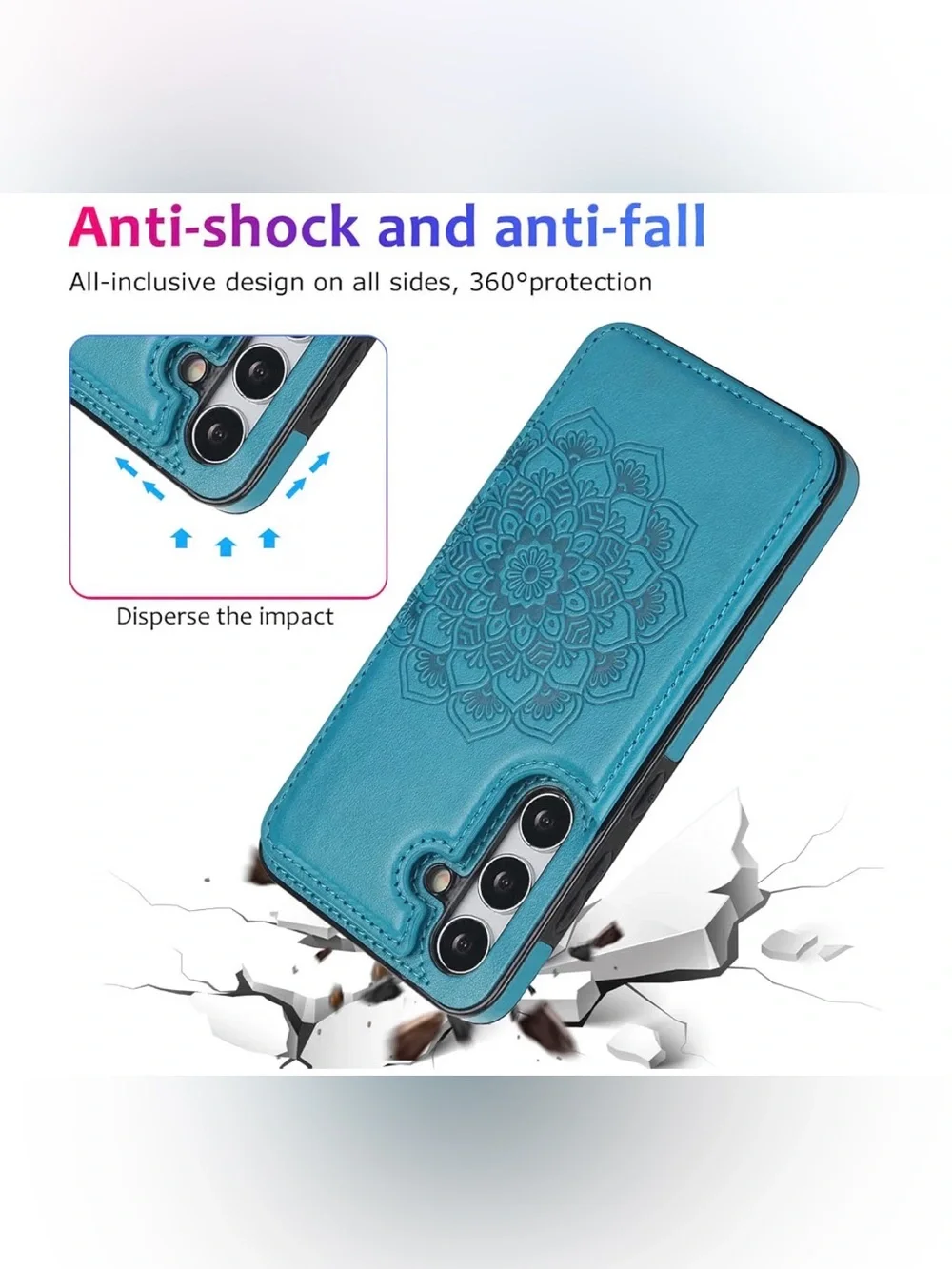 Blue Wallet Case for Samsung Galaxy S24/S25 Plus 6.7 inch card holder PU leather